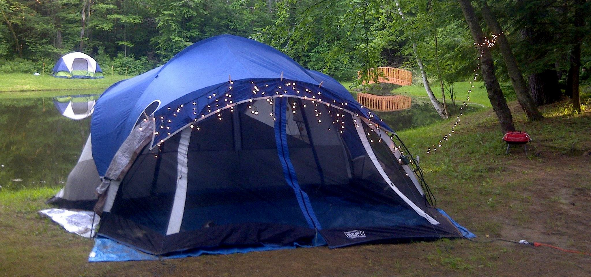Tent site by pond
