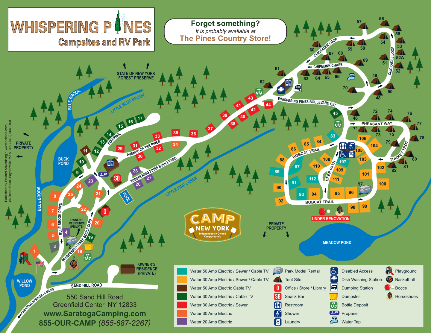 Whispering Pines Site Map